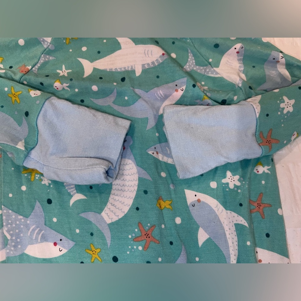 Little Sleepies Shark Soirée Zippy Pajamas Size Newborn GUC - Picture 5 of 8